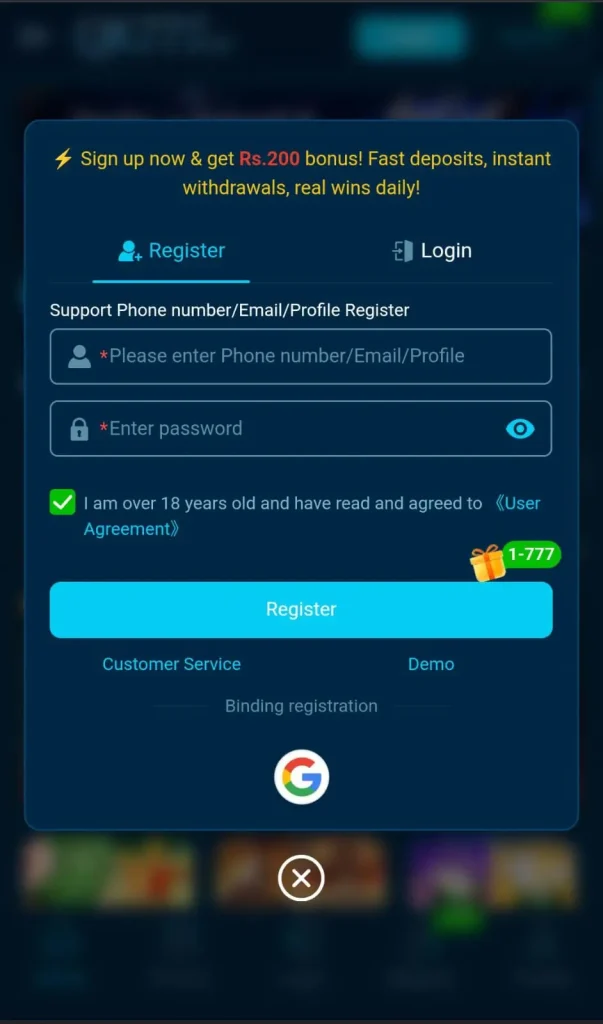 QK777 Game Sign Up 