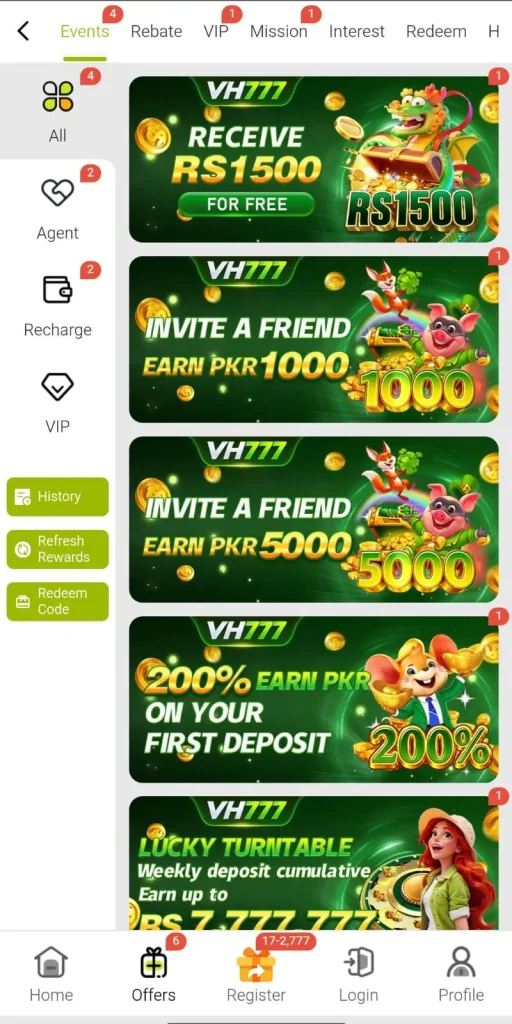 Daily reward collection page