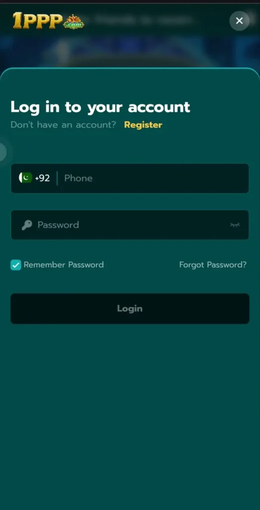 user registration interface